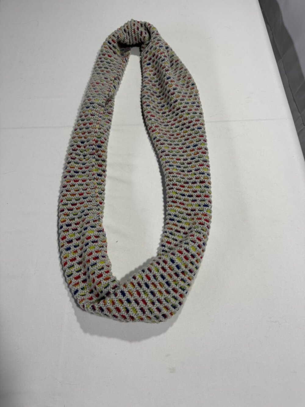 Echo Gray Multicolor Knit Infinity Scarf Cozy Winter Acrylic